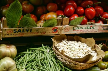 蔬菜, 蔬菜摊, 印象, 意大利, 托斯卡纳, 西红柿, 豆子
