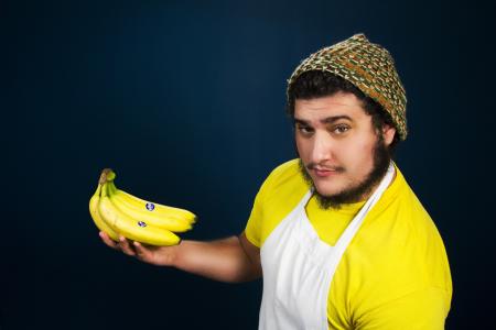 香蕉, 肖像, 黄色, 水果, 健康, 饮食, 男子