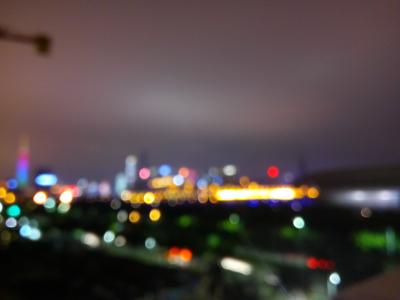 广州, 晚上, 霓虹灯, 城市的灯光, 散景