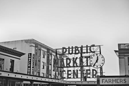 西雅图, 星巴克, 长矛峰顶, 公共市场, 地方, 美国, 时钟