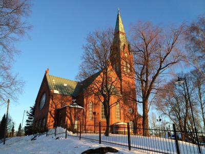 教会, forssa, 冬天, 雪, 建设, 木材