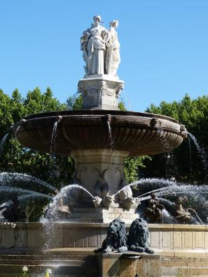 aix, 法国, 法国南部, aix-en-普罗旺斯, 普罗旺斯, 喷泉, 雕塑