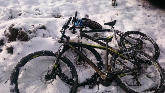 自行车, 在, 雪, 自行车, 冬天, 车轮, 户外