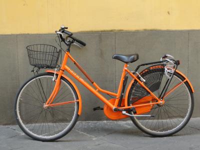 自行车, 橙色, 街道, 旅行
