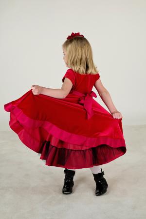 小女孩, 红色的裙子, 可爱, 穿衣服, 甜, 年轻, 儿童