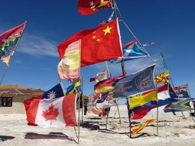 旗帜, 世界, 乌尤尼, 撒拉族, 玻利维亚, 盐, 沙漠