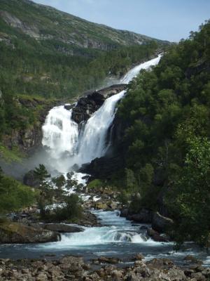 瀑布, 挪威, 自然, 赛车, 森林, 景观, 斯堪的那维亚