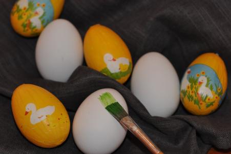 复活节, 鸡蛋, 鸡, 笔刷, 油漆