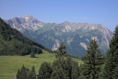 大拇指, breitenberg, 全景, 高山, 阿尔高阿尔卑斯山, 徒步旅行, 田园