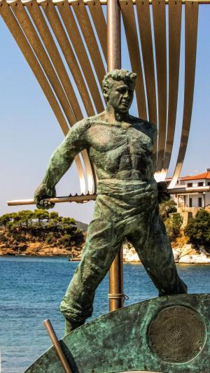水手, 纪念碑, 雕塑, 斯亚索斯, 希腊