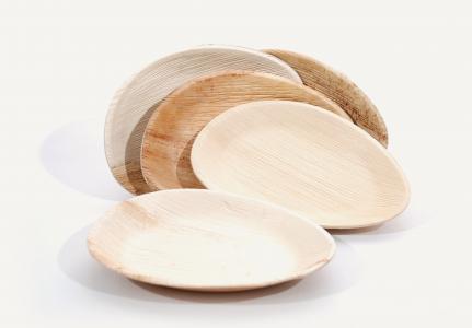 一轮, 板, 棕榈叶, 材料, 餐具, 木制, 木材-材料