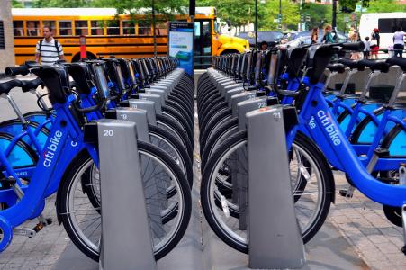 自行车, 城市, 蓝色, 纽约, 自行车, 城市, 生活方式