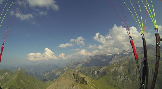 滑翔伞, 飞, 夏季, 山脉, dom, 微风, 英格堡