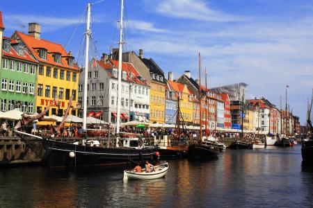 丹麦, 哥本哈根, 小船, 端口, 通道, 颜色, 多彩