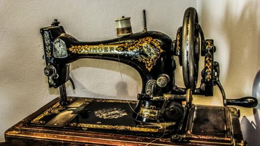 缝纫机, 老, 古董, 复古, 年份, 黑色, 手动