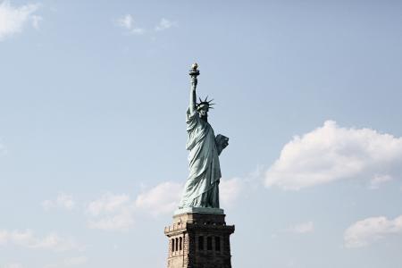 自由女神像, 建筑, 纽约, dom, 蓝色, 天空, 云彩