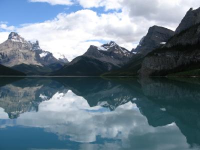 景观, 风景名胜, 玛琳湖, 贾斯珀国家公园, 艾伯塔省, 加拿大, 反思