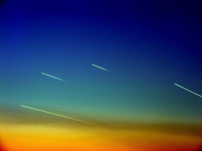 天空, 飞机, 条纹, 黄色, 彗星