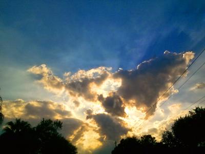 日落, 天空, 佛罗里达州, 云彩