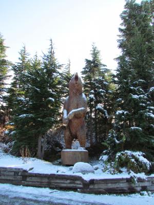 松鸡山, 加拿大, 温哥华, 雪, 雕像, 雕刻, 熊