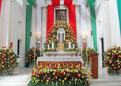 墨西哥教会, 墨西哥教会花, 墨西哥祭坛, 教会, 墨西哥, 宗教, 天主教