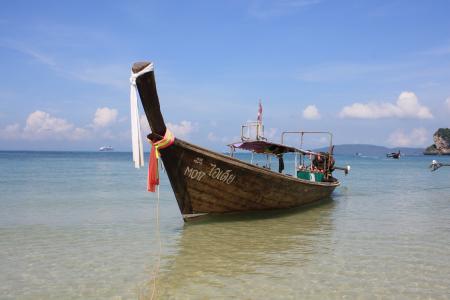 泰国, 尾, 小船, 海, 热带, 岛屿, 泰语