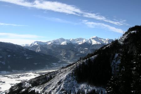 山脉, 冬天, 奥地利, 高山