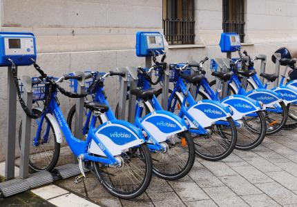 velo 蓝, 租用自行车, 出租站, 机器, 法语, 大城市, 环保