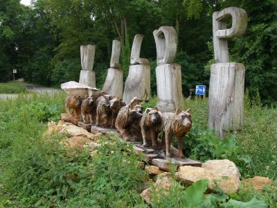 野生动物公园, 梅根特海姆, 木材, 雕塑, 狼, 动物