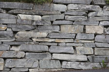 石头墙, 雕花石, 墙上, 凿成的石墙, 雕刻, 草, 挪威