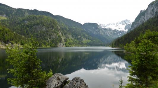 奥地利, 湖, 山风景, 高山, 自然