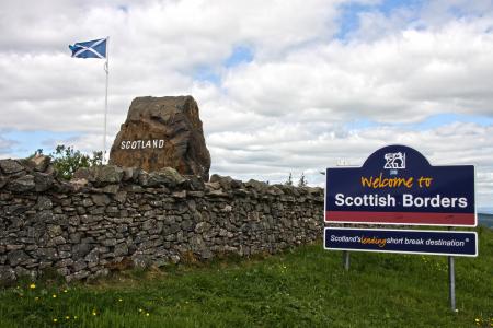 苏格兰, 边框, 标志, 欢迎来到苏格兰, 苏格兰, 英国, 具有里程碑意义
