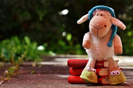 羊, 小懒鬼, 毛绒, 书籍, 晚安故事, 阅读, 可爱