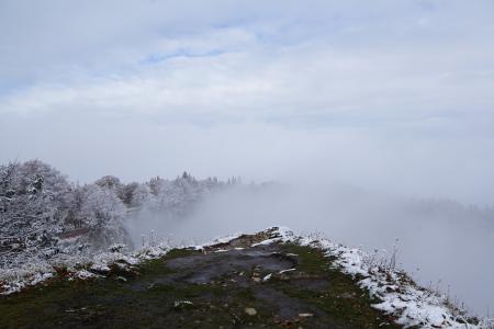 山脉, 冬天, creux 渡面包车, 瑞士, 侏罗山, 雾, 废话