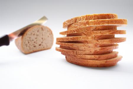 面包, 一片面包, 刀, 切, 食品, 早餐, 小吃