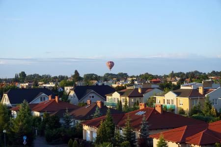 气球, 屋顶, 城市, 施华洛世奇, 建筑, 城市的全景图, 波兰