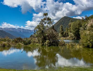 湖, 山脉, 新西兰, 景观, 视图, 自然, 水