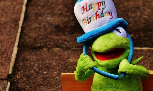 生日, 祝贺, 克米特, 青蛙, 贺卡, 快乐, 运气
