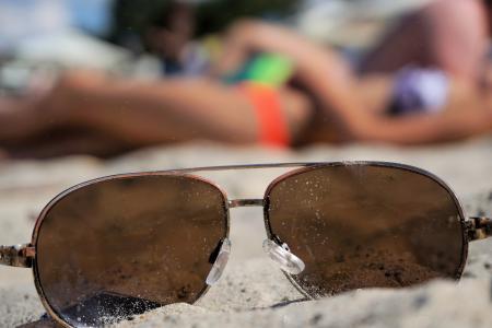 太阳镜, 比基尼, 海滩, 夏季, 沙子, 眼镜, 假日