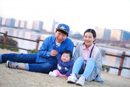 家庭, 朝鲜语, 宝贝, 微笑, 父母, 儿童