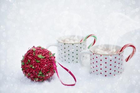 热巧克力, 雪, 围巾, 圣诞节, 热, 饮料, 冬天