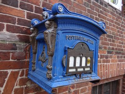信箱, 邮箱, 蓝色, 建筑, 老, 老式