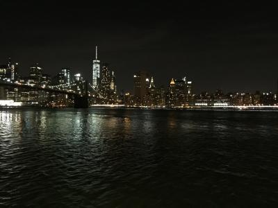 桥梁, 纽约, 城市, 晚上, 城市景观, 城市天际线, 城市场景