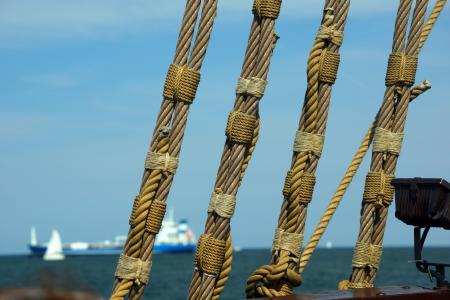 索具, 绳索, cog 船, 帆船, 露水, 绳索, 航运