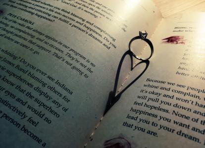 爱, 书籍, 戒指, 浪漫, 形状, 心, 纸张