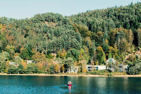 湖, 小船, 秋天, 赛艇, 水, 河, 自然