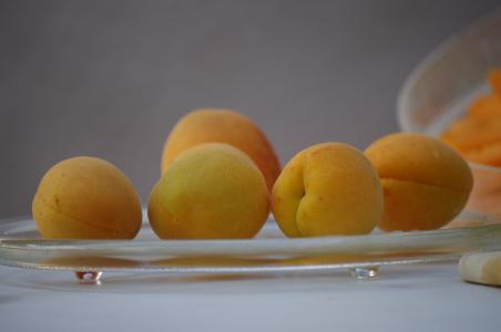 杏子, 水果, 橙色, 点子, 切成薄片, 干燥