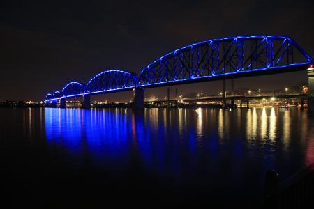 桥梁, 维尔, 肯塔基州, 河, 晚上, 暂停
