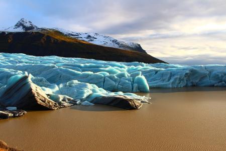 svinafellsjokull, 冰岛, 冰山, 蓝色冰, 环礁湖, 冰川, 水