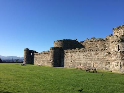 城堡, 蓝蓝的天空, 威尔士, 中世纪, 景观, 夏季, 旅游